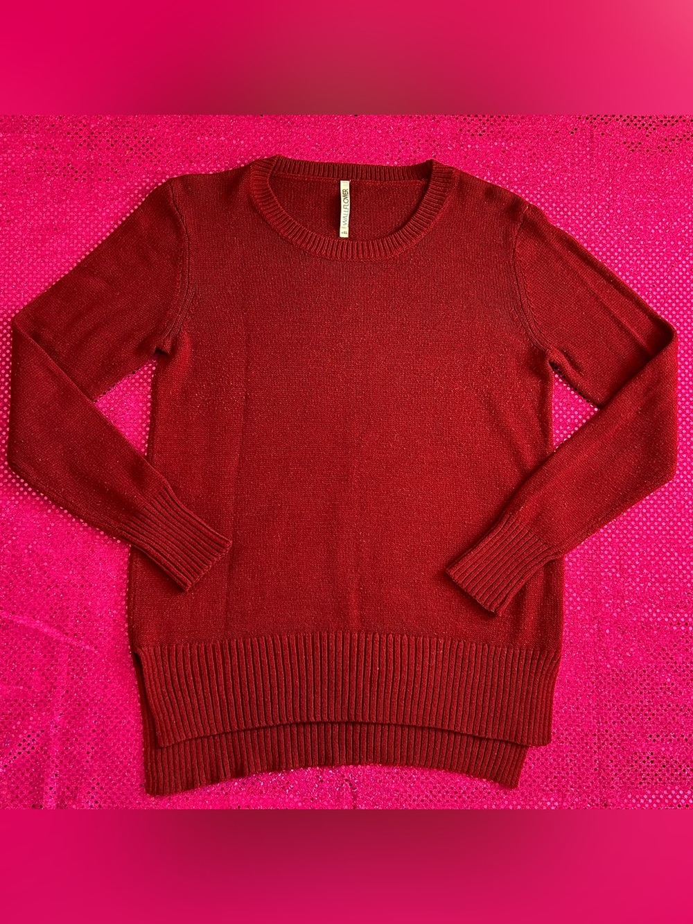 thin maroon pullover knit sweater